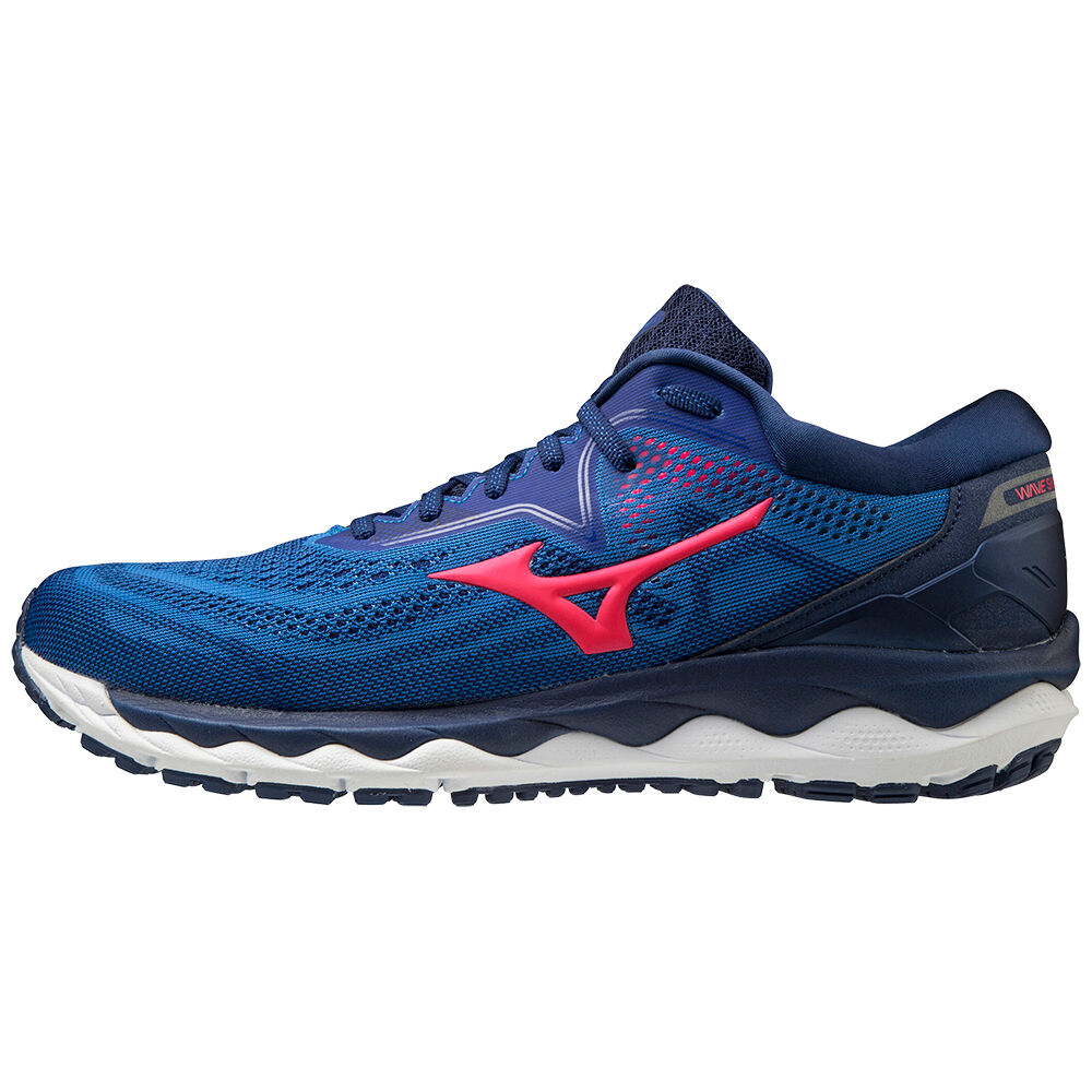 Mens Mizuno Wave Sky 4 Running Shoes Blue/Pink Philippines (IEPXFG581)